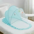 thumbnail image 1 of Portable Baby Mosquito Net Tent with Hanging Toys, Foldable Infant Canopy Bed Netting with Ruffle Trim for Newborns and Toddlers, Travel Nursery Mesh Cover, 49" x 21" x 21", 1 of 5