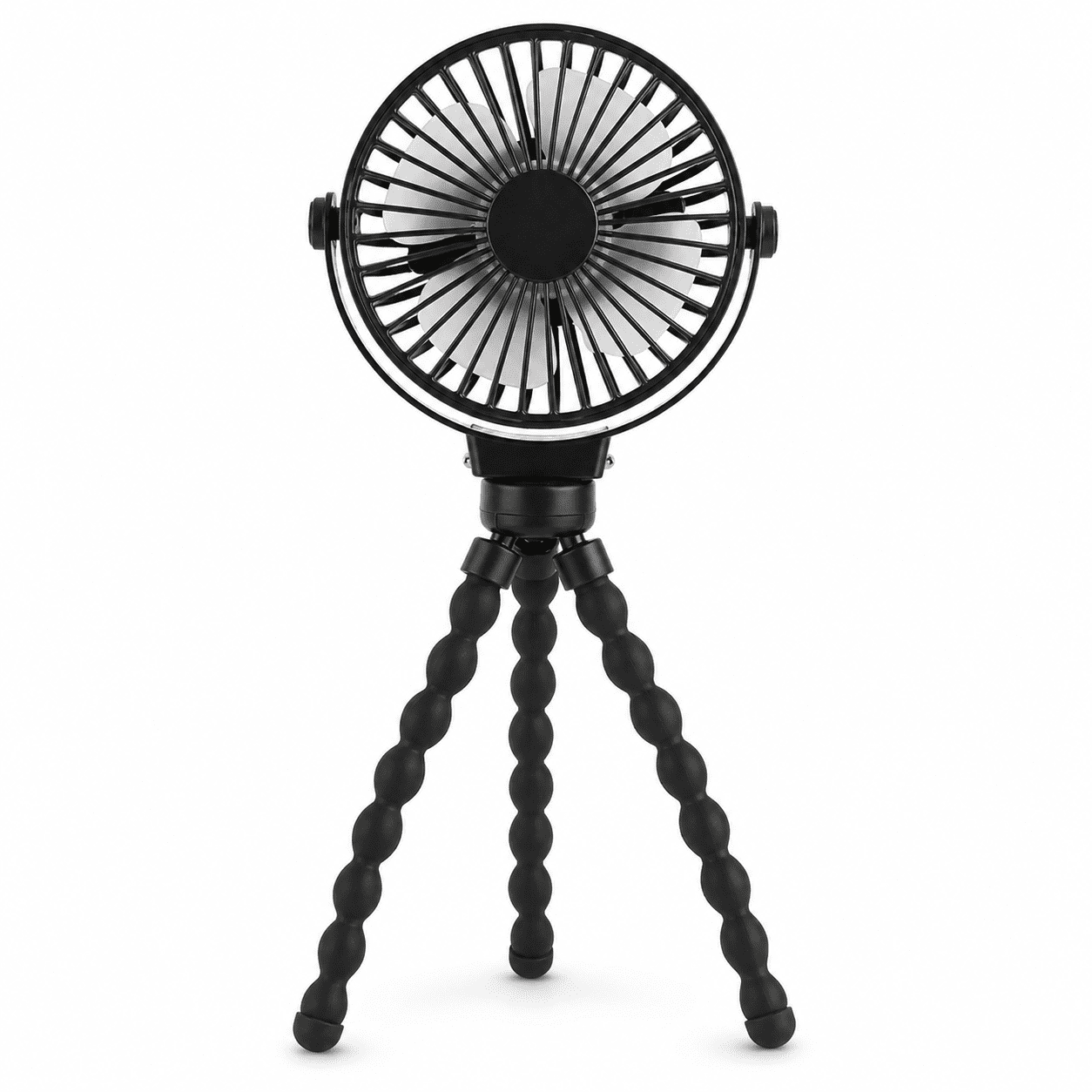 Portable Baby Stroller Fan - Black, Rechargeable, with Tripod, Type-C Charging, and Adjustable Speed
