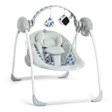 Portable Baby Swing,Baby Swings for Infants,Folds Easy with Adaptable Speed, Music,Timer,Baby Swing Indoor/Outdoor,Infant Swing for Babies 0-6 Months 6-20 lbs Grey