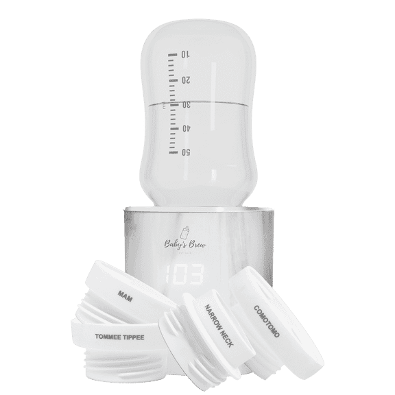 Portable Baby’s Brew Bottle Warmer in Marble + Adapters Set – USB-C Rechargeable, Cordless Feeding On-the-Go
