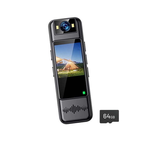 Portable Backclip Body Camera With 180Rotatable 2K Lens And Builts In LCD Screen For Security Recording 64GB Memory