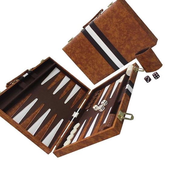 Portable Backgammon Board Game Set With Compact Foldable Design And Carry Handle Ideal Travel Entertainment