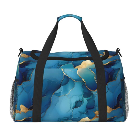 Portable Backpack Travel Bag Computer Business Travel Bag 11.815.4 Inches Waterproof Type Suitable For Outdoor Hiking And Office Use Blue And Gold Marble