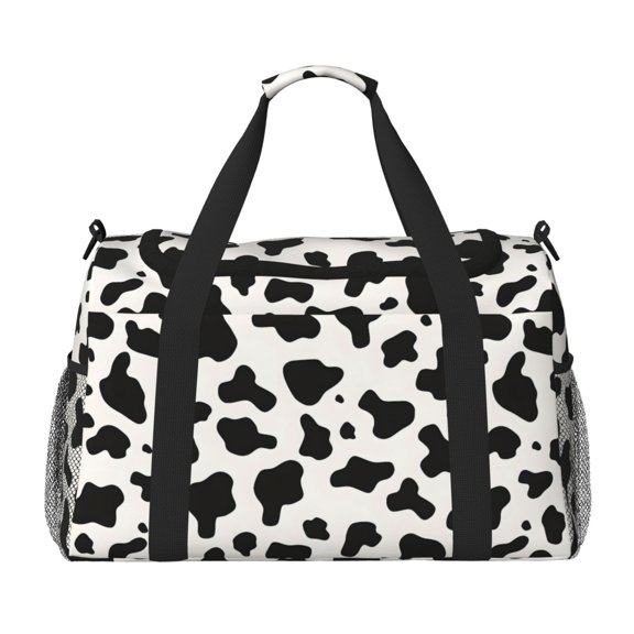 13in19.7in Large Capacity Design Handle Protective Cover Can Be Used As A Travel Bag Handbag Weekend Bag Simple Cow Print Pattern, Vector Art Style_1