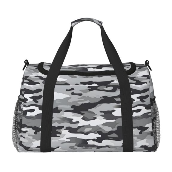 13in19.7in Large Capacity Design Handle Protective Cover Can Be Used As A Travel Bag Handbag Weekend Bag Vector Camouflage Pattern Gray_1