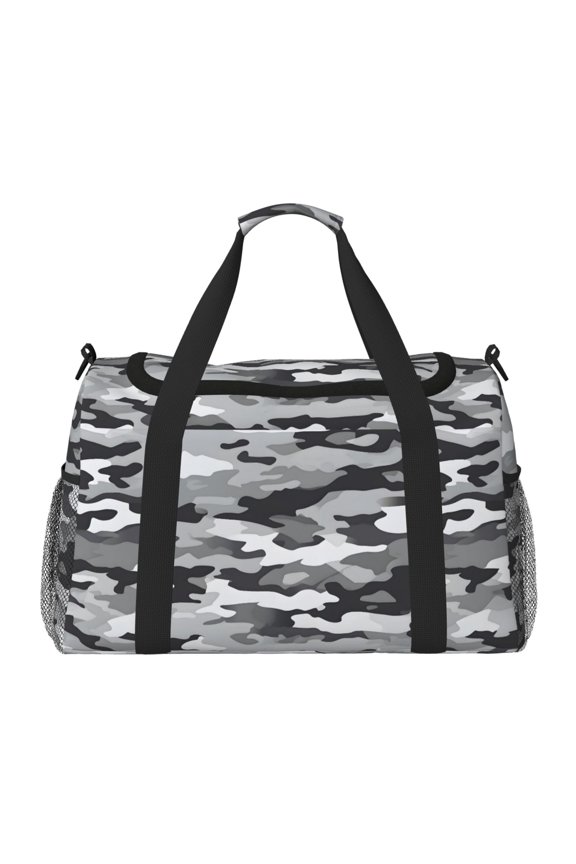 13in19.7in Large Capacity Design Handle Protective Cover Can Be Used As A Travel Bag Handbag Weekend Bag Vector Camouflage Pattern Gray_1
