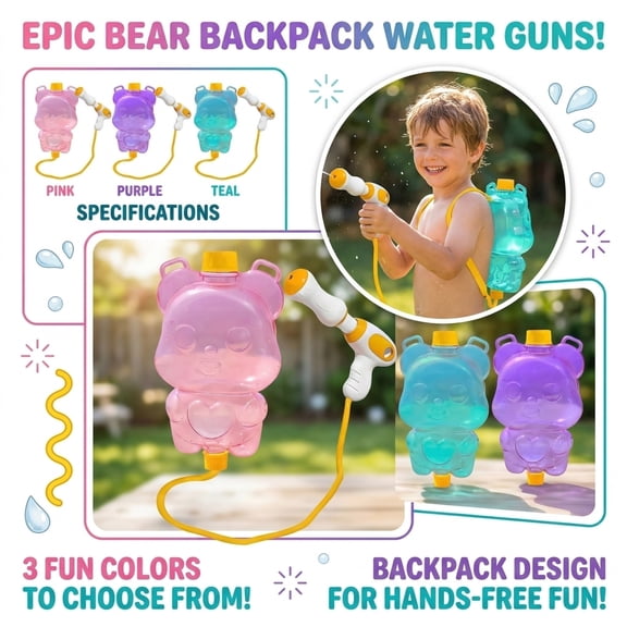 Portable Backpack Water Blaster 40 oz – Adjustable Strap Water Soaker Toy,Leak Resistant Outdoor Playset for Beach Pool Garden Summer Fun Blue