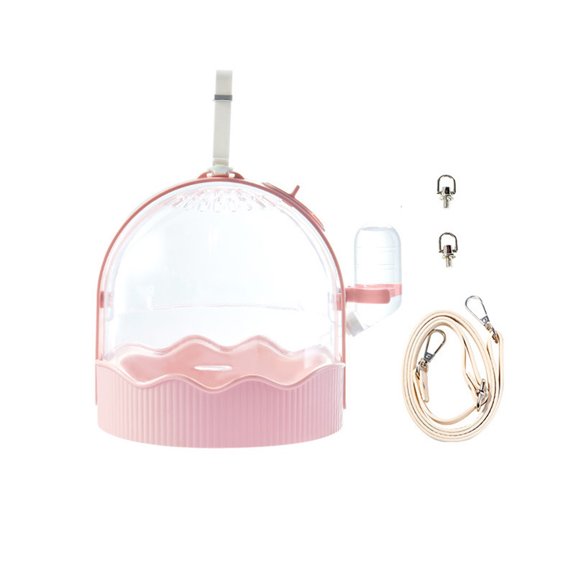 Portable Backpack for Small Animals, Breathable Transparent Dome with Water Bottle and Leash, Pink