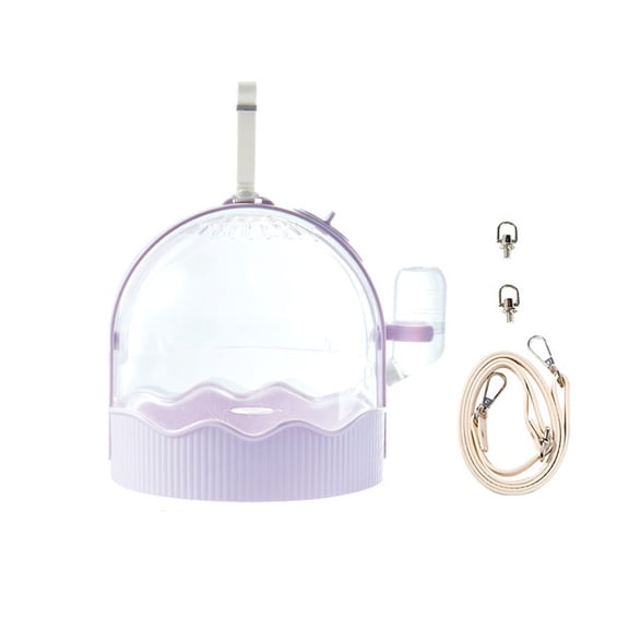Portable Backpack for Small Animals, Breathable Transparent Dome with Water Bottle and Leash, Pink