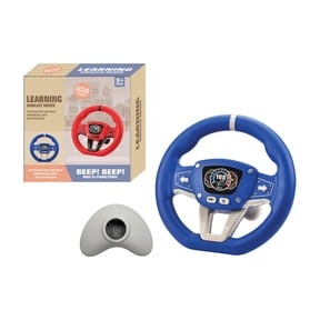 Portable Backseat Steering Wheel Simulator Toy for Car Travel, Pretend Driving Activity with Light and Sound for On the Go Fun and Entertainment