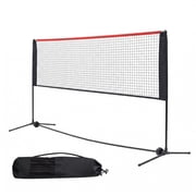 edx Portable Badminton Net Set - 10FT Adjustable Height for Outdoor & Indoor Use, Includes Carry Bag, Easy Setup No Tools Needed, Red-Black