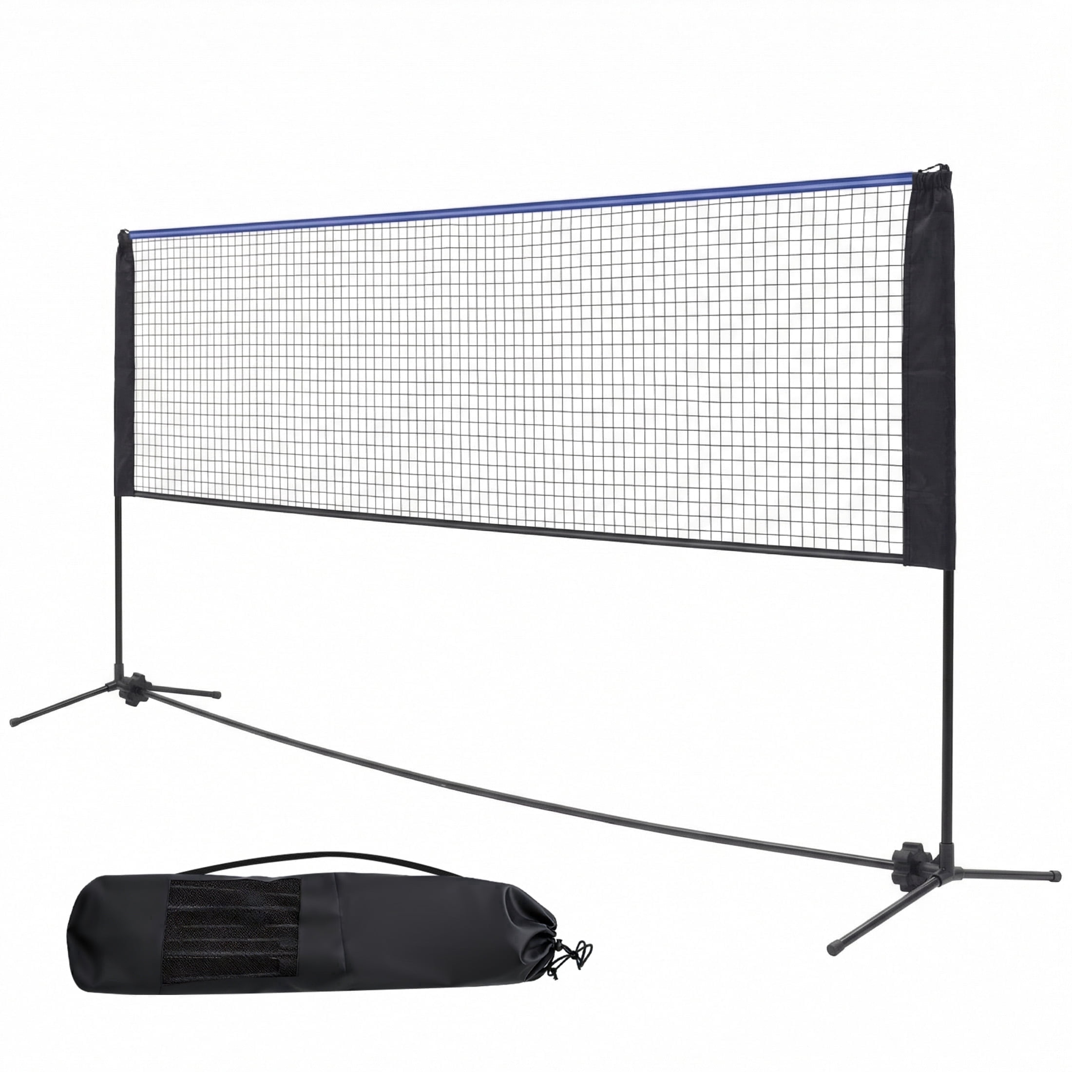 edx Portable Badminton Net Set - 14FT Adjustable Height for Outdoor & Indoor Use, Includes Carry Bag, Easy Setup No Tools Needed, Blue-Black