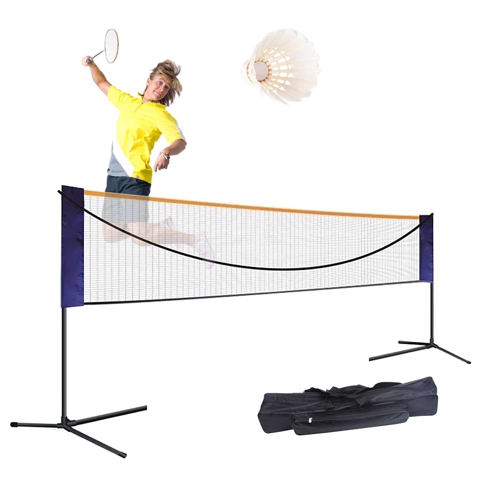 Portable Badminton Volleyball Net Set 20FT Adjustable Indoor Outdoor Badminton Net with Stand and Carry Bag