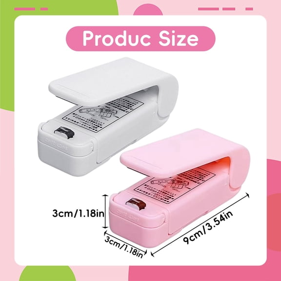Portable Bag Sealer Machine - Battery Operated Food Sealer - Handheld Plastic Bag Sealing Tool for Kitchen Snacks Storage - 1 Sealer - Pink
