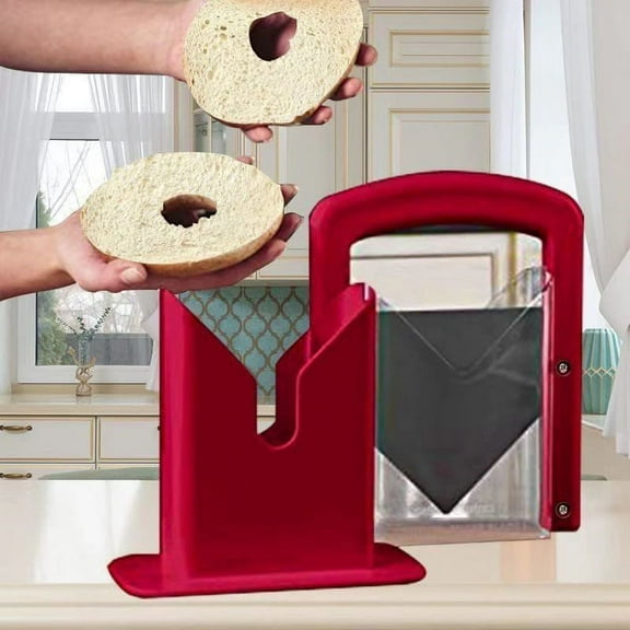 Portable Bagel Cutter Guillotine | Removable Bread Slicer Tool for Even Toasting | Plastic & Stainless Steel Bagel Slicer for Perfectly Cut Bagels & Bread