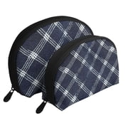 Portable Bags Clutch Pouch Zipper Smooth Built-In Compartment For Travel Vacation Business Camping Argyle Plaid Blue_1