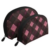 Portable Bags Clutch Pouch Zipper Smooth Built-In Compartment For Travel Vacation Business Camping Argyle Plaid Darkorchid_2