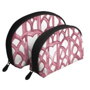 Portable Bags Clutch Pouch Zipper Smooth Built-In Compartment For Travel Vacation Business Camping Crimson Moroccan Trellis Hand-Drawn Sketch_1