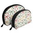 thumbnail image 1 of Portable Bags Clutch Pouch Zipper Smooth Built-In Compartment For Travel Vacation Business Camping Festive Thin Holiday Ribbon Bow Pattern, 1 of 7