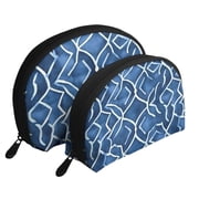 Portable Bags Clutch Pouch Zipper Smooth Built-In Compartment For Travel Vacation Business Camping Indigo Moroccan Trellis Hand-Drawn Sketch_4