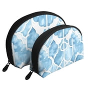Portable Bags Clutch Pouch Zipper Smooth Built-In Compartment For Travel Vacation Business Camping Lightskyblue Moroccan Trellis Hand-Drawn Sketch_3