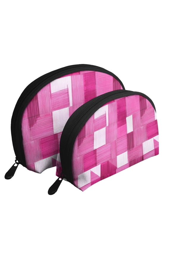 Portable Bags Clutch Pouch Zipper Smooth Built-In Compartment For Travel Vacation Business Camping Pink Abstract Houndstooth Hand-Drawn Sketch_1