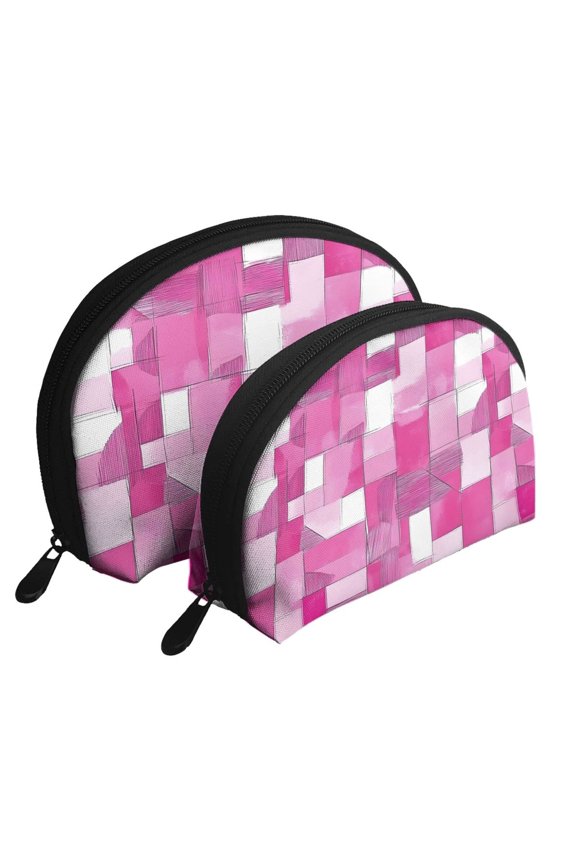 Portable Bags Clutch Pouch Zipper Smooth Built-In Compartment For Travel Vacation Business Camping Pink Abstract Houndstooth Hand-Drawn Sketch_2
