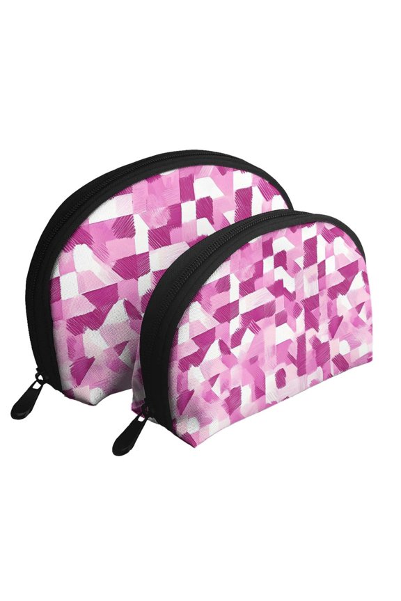 Portable Bags Clutch Pouch Zipper Smooth Built-In Compartment For Travel Vacation Business Camping Pink Abstract Houndstooth Hand-Drawn Sketch_3