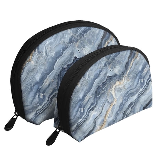 Portable Bags Clutch Pouch Zipper Smooth Built-In Compartment For Travel Vacation Business Camping Steelblue Marble_4