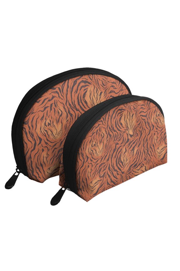 Portable Bags Clutch Pouch Zipper Smooth Built-In Compartment For Travel Vacation Business Camping Tiger Print Style Darkred_1