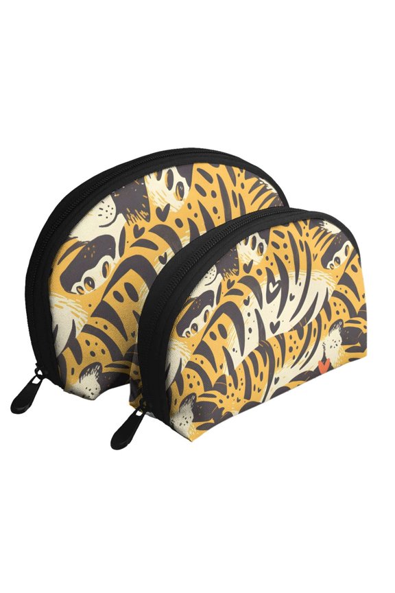 Portable Bags Clutch Pouch Zipper Smooth Built-In Compartment For Travel Vacation Business Camping Tiger Skin Print Style Dimgray_1