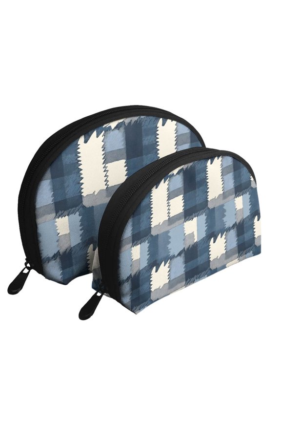 Portable Bags Clutch Pouch Zipper Smooth Built-In Compartment For Travel Vacation Business Camping Mediumblue Houndstooth Buffalo Plaid Tartan Check Scotland Hand-Drawn Sketch_1
