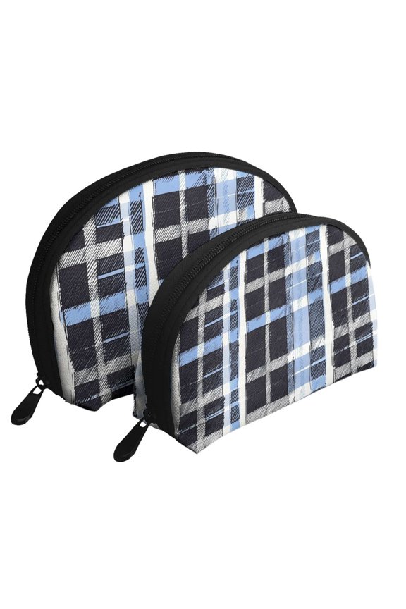Portable Bags Clutch Pouch Zipper Smooth Built-In Compartment For Travel Vacation Business Camping Mediumblue Houndstooth Buffalo Plaid Tartan Check Scotland Hand-Drawn Sketch_3
