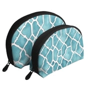 Portable Bags Clutch Pouch Zipper Smooth Built-In Compartment For Travel Vacation Business Camping Turquoise Moroccan Trellis Hand-Drawn Sketch_62922_1