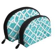 Portable Bags Clutch Pouch Zipper Smooth Built-In Compartment For Travel Vacation Business Camping Turquoise Moroccan Trellis Hand-Drawn Sketch_62922_4