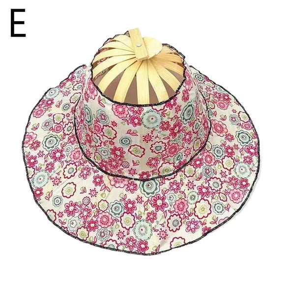 Portable Bamboo Fan-Foldable Sun Hat for Women,UV Protection Wide Brim Hat,Adjustable Chin Accessories Strap Travel for Summer
