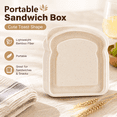 thumbnail image 1 of Portable Bamboo Fiber Sandwich Container, 2.1 Quart Lunch Box with Secure Lid, Reusable Meal Storage for Toast, Rice, Snacks, Travel, Work, Picnic, Camping and Kitchen, Beige, 1 of 6