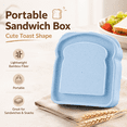 thumbnail image 1 of Portable Bamboo Fiber Sandwich Container, 2.1 Quart Lunch Box with Secure Lid, Reusable Meal Storage for Toast, Rice, Snacks, Travel, Work, Picnic, Camping and Kitchen, Blue, 1 of 6