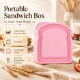 thumbnail image 1 of Portable Bamboo Fiber Sandwich Container, 2.1 Quart Lunch Box with Secure Lid, Reusable Meal Storage for Toast, Rice, Snacks, Travel, Work, Picnic, Camping and Kitchen, Pink, 1 of 6