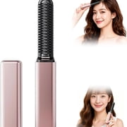 Portable Bang Styling Comb, Mini Cordless Straightening Brush for Root Lift & Frizz Control, USB Rechargeable Travel Touch-Up Tool for Women