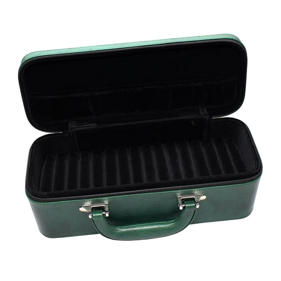 Portable Bangle Box with 15 Slot Inserts PU Leather Presentation Box Bracelet Display Box for Men Green