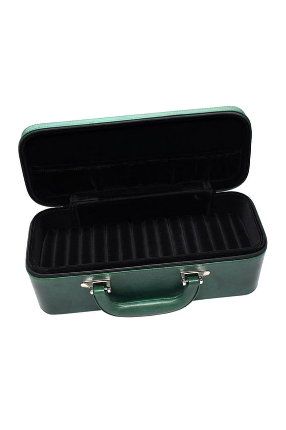 Portable Bangle Box with 15 Slot Inserts PU Leather Presentation Box Bracelet Display Box for Men Green