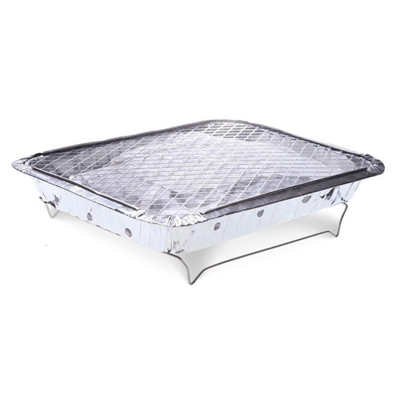 Portable Barbecue BBQ Grill with Charcoal Disposable Aluminum Foil for Home Outdoor Travel Fishing Camping Accessories