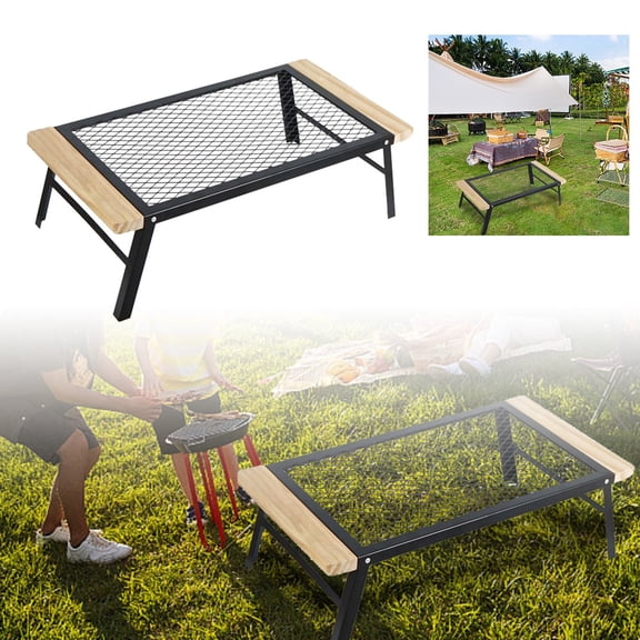 Portable Barbecue Grill Outdoor Camping Foldable Metal BBQ Rack with Storage Bag Picnics Backyard Cookouts