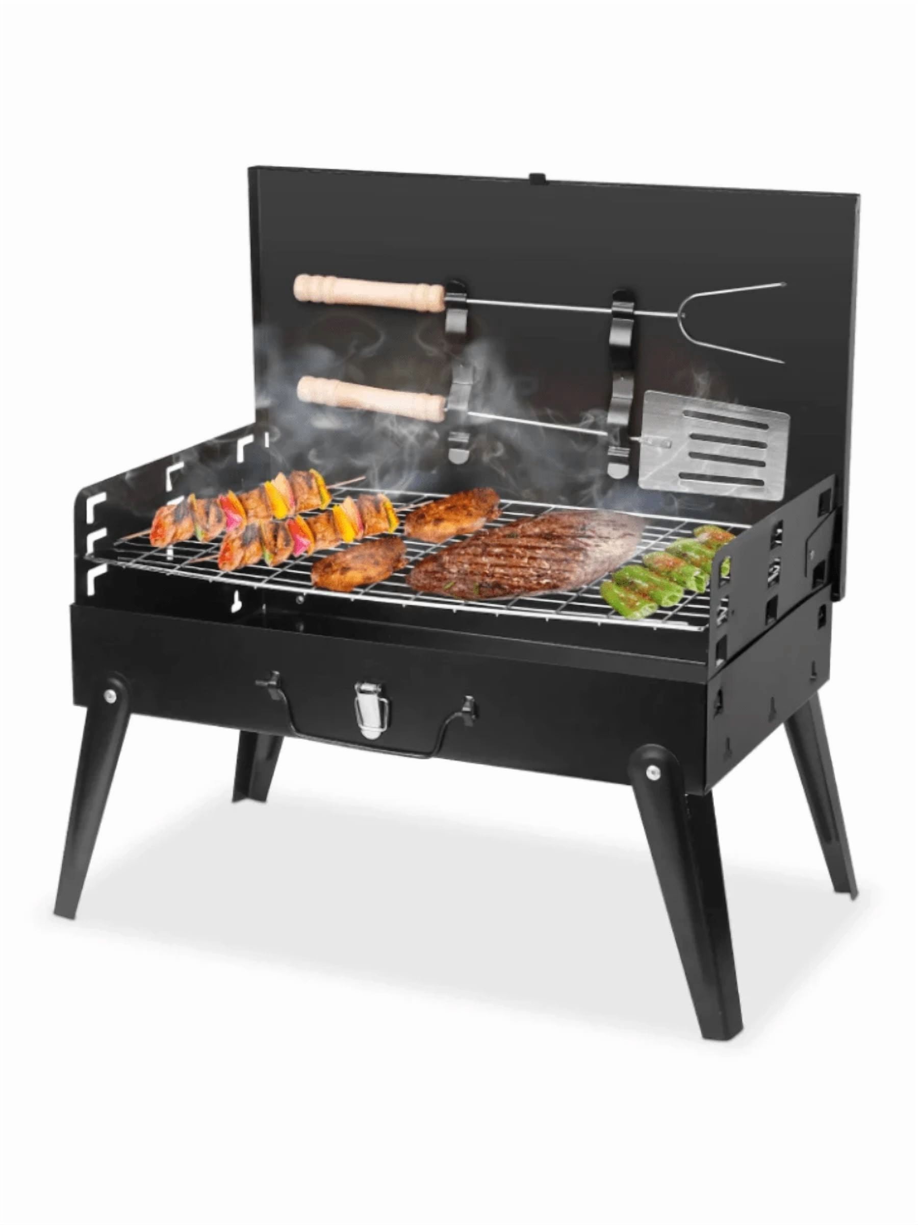 Portable Barbecue Grill Outdoor Mini Barbecue Grill Portable  16.7x10x17.7in Portable Charcoal Grill Foldable BBQ Suitcase Grill Shelf For Outdoor Camping Picnics Garden Grilling Portable Charcoal