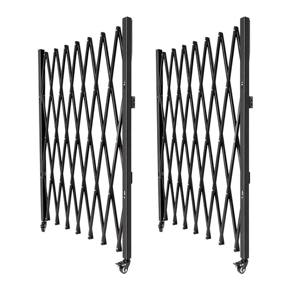 Portable Barricade Gate Expandable Barricade Retractable Traffic Fence Folding Security Gate Double-fold Safety Door Adjustable Black Industrial for Construction Area
