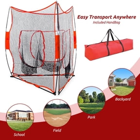 Portable Baseball and Softball Hitting Net, 21x7 FT Triple Practice Net for Hitting, Batting, Throwing, Pitching. Perfect for Solo or Team Use, Easy Setup and Carrying.