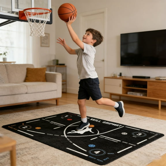 Portable Basketball Footwork Training Mat,Agility Footstep Training Mat,Basketball Pads for Training All Levels,Non-Slip Silent Equipment to Improve Speed,Strength and Coordination(A)