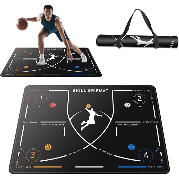 Portable Basketball Footwork Training Mat, Agility Footstep Training Mat, Basketball Pads for Training, Non-Slip Silent Equipment to Improve Speed, Strength and Coordination