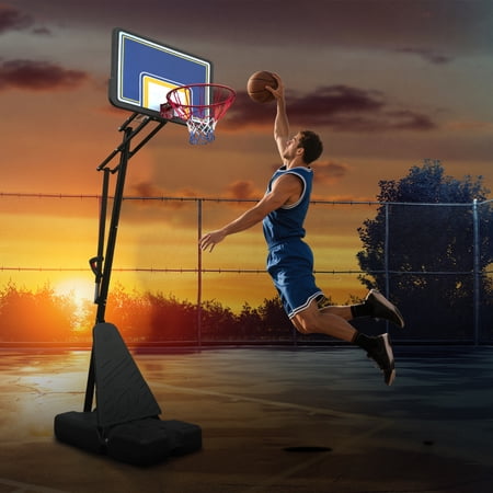 Portable Basketball Hoop with 39" Backboard & Rebound System Adjustable Height 8.04-10.01 ft Indoor/Outdoor Basketball Goal with Wheels for Youth Adults & Professional Matches